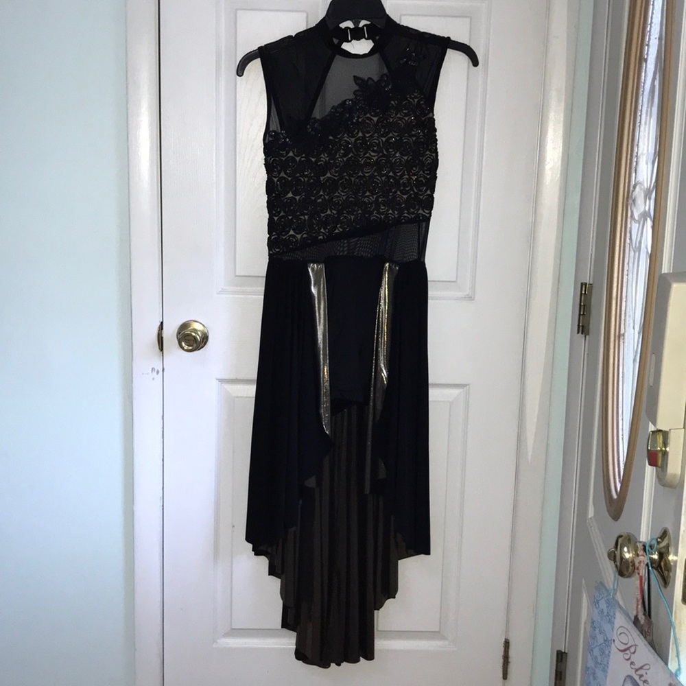 Black solid and mesh with roses dress!!